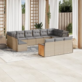 Set de sofás de jardín y cojines 13 pzas ratán sintético beige de , Conjuntos de jardín - Ref: Foro24-3228138, Precio: 774,88...