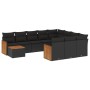 Set de sofás de jardín 11 pzas y cojines ratán sintético negro de , Conjuntos de jardín - Ref: Foro24-3228043, Precio: 673,40...