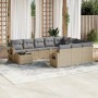 Set de sofás de jardín 11pzas con cojines ratán sintético beige de , Conjuntos de jardín - Ref: Foro24-3220728, Precio: 689,3...