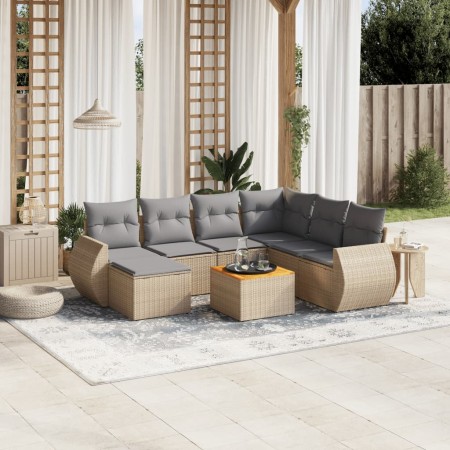 Juego de sofás de jardín con cojines beige 8 pzas ratán PE de , Conjuntos de jardín - Ref: Foro24-3225121, Precio: 484,85 €, ...