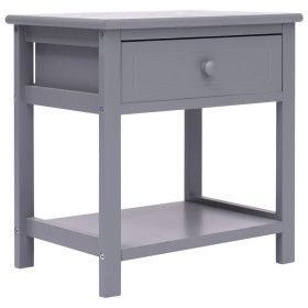Mesita de noche madera de Paulownia gris 40x29x42 cm de vidaXL, Mesitas de noche - Ref: Foro24-284050, Precio: 39,30 €, Descu...
