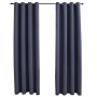 Cortinas opacas con anillas de metal 2 pzs antracita 140x225 cm de vidaXL, Cortinas y visillos - Ref: Foro24-134419, Precio: ...