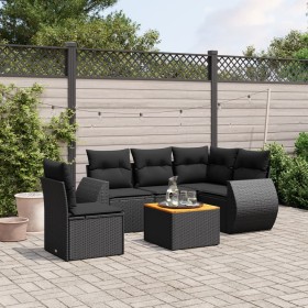 Set de sofás de jardín 6 piezas y cojines ratán sintético negro de , Conjuntos de jardín - Ref: Foro24-3225005, Precio: 392,0...
