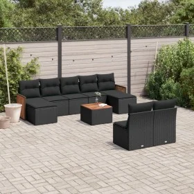 Set de sofás de jardín 10 pzas cojines ratán sintético negro de , Conjuntos de jardín - Ref: Foro24-3228057, Precio: 552,24 €...