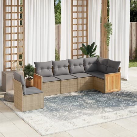 Juego de sofás jardín con cojines 6 pzas ratán sintético beige de , Conjuntos de jardín - Ref: Foro24-3227697, Precio: 383,70...