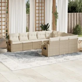 Juego de sofás jardín con cojines beige 10 pzas ratán sintético de , Conjuntos de jardín - Ref: Foro24-3220687, Precio: 670,3...