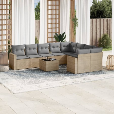 Juego de sofás jardín con cojines beige 10 pzas ratán sintético de , Conjuntos de jardín - Ref: Foro24-3219439, Precio: 586,1...