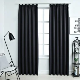 Blackout curtains with hooks 2 pieces black 140x225 cm by vidaXL, Curtains and curtains - Ref: Foro24-134415, Price: 38,01 €,...