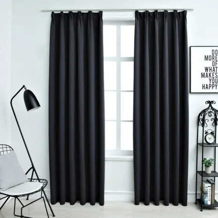 Blackout curtains with hooks 2 pieces black 140x225 cm by vidaXL, Curtains and curtains - Ref: Foro24-134415, Price: 38,01 €,...