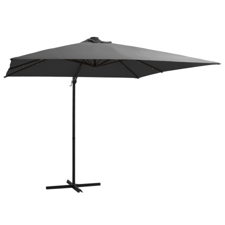 Sombrilla voladiza con luces LED y poste acero gris 250x250 cm de vidaXL, Sombrillas - Ref: Foro24-46994, Precio: 89,78 €, De...