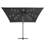 Sombrilla voladiza con luces LED y poste acero gris 250x250 cm de vidaXL, Sombrillas - Ref: Foro24-46994, Precio: 89,52 €, De...