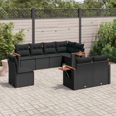 Set de sofás de jardín 8 piezas y cojines ratán sintético negro de , Conjuntos de jardín - Ref: Foro24-3227000, Precio: 579,0...
