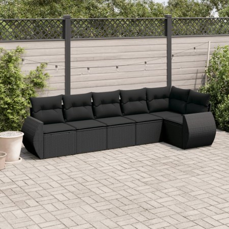 Set de sofás de jardín 6 piezas y cojines ratán sintético negro de , Conjuntos de jardín - Ref: Foro24-3221384, Precio: 407,3...