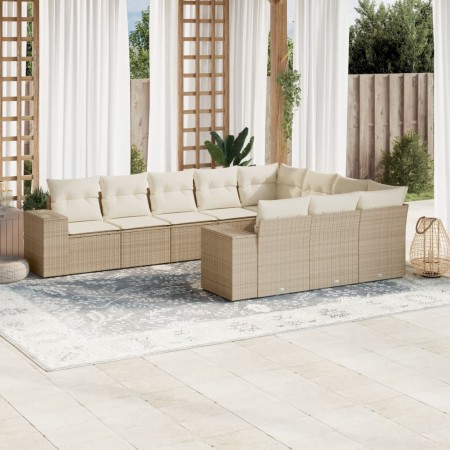Juego de sofás jardín con cojines beige 10 pzas ratán sintético de , Conjuntos de jardín - Ref: Foro24-3223087, Precio: 655,3...