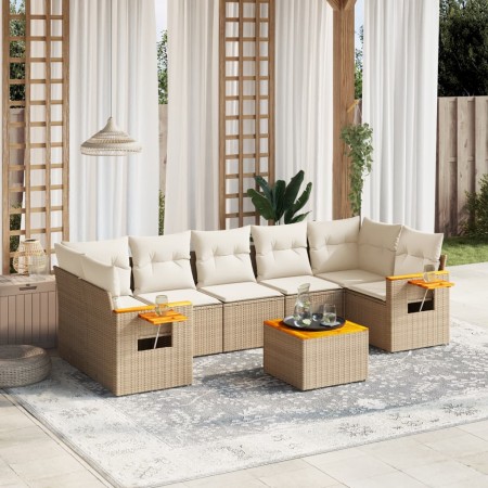 Juego de sofás de jardín con cojines beige 8 pzas ratán PE de , Conjuntos de jardín - Ref: Foro24-3226653, Precio: 576,02 €, ...
