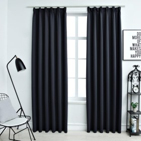 Cortinas opacas con ganchos 2 piezas gris antracita 140x245 cm de vidaXL, Cortinas y visillos - Ref: Foro24-134424, Precio: 4...