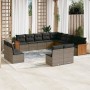 Set sofás de jardín con cojines 13 piezas ratán sintético gris de , Conjuntos de jardín - Ref: Foro24-3228167, Precio: 782,02...