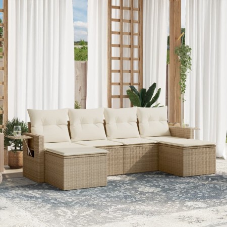 Juego de sofás jardín con cojines 6 pzas ratán sintético beige de , Conjuntos de jardín - Ref: Foro24-3252855, Precio: 452,23...