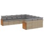 Set de sofás de jardín 11pzas con cojines ratán sintético beige de , Conjuntos de jardín - Ref: Foro24-3228110, Precio: 675,1...