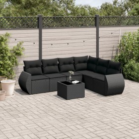 Set de comedor de jardín 7 pzas y cojines ratán sintético negro de , Conjuntos de jardín - Ref: Foro24-3221414, Precio: 453,1...