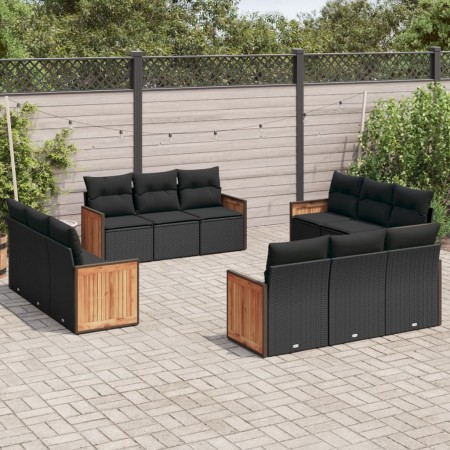Set de sofás de jardín 12 piezas cojines ratán sintético negro de , Conjuntos de jardín - Ref: Foro24-3227511, Precio: 854,76...