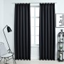 Cortinas opacas con ganchos 2 piezas negro 140x245 cm de vidaXL, Cortinas y visillos - Ref: Foro24-134416, Precio: 34,81 €, D...