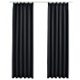 Cortinas opacas con ganchos 2 piezas negro 140x245 cm de vidaXL, Cortinas y visillos - Ref: Foro24-134416, Precio: 34,81 €, D...