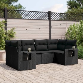Set de sofás de jardín 6 piezas y cojines ratán sintético negro de , Conjuntos de jardín - Ref: Foro24-3252912, Precio: 463,0...