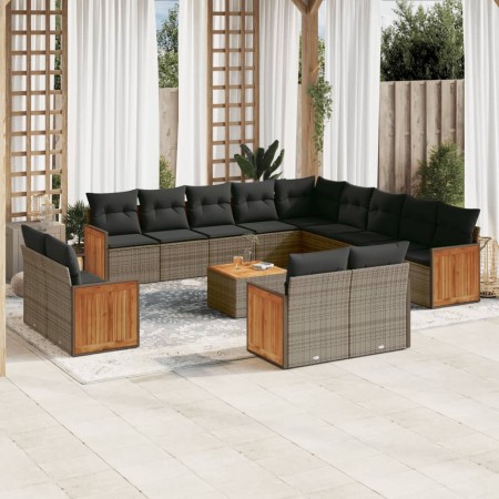Set de sofás de jardín 14 pzas con cojines ratán sintético gris de , Conjuntos de jardín - Ref: Foro24-3228216, Precio: 902,9...