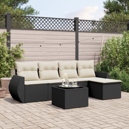 Set de sofás de jardín 6 piezas y cojines ratán sintético negro de , Conjuntos de jardín - Ref: Foro24-3221295, Precio: 339,1...