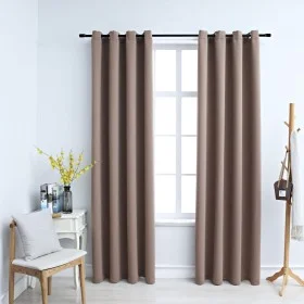 Blackout curtains with metal rings 2 pcs taupe 140x225 cm by vidaXL, Curtains and curtains - Ref: Foro24-134435, Price: 37,13...