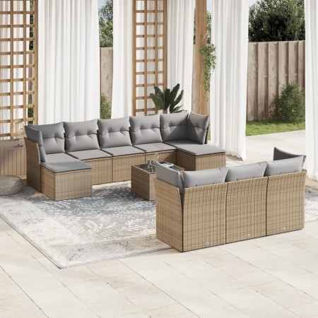 Set de sofás de jardín 11pzas con cojines ratán sintético beige de , Conjuntos de jardín - Ref: Foro24-3218339, Precio: 597,8...