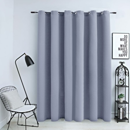 Cortina opaca con anillas de metal gris 290x245 cm de vidaXL, Cortinas y visillos - Ref: Foro24-134429, Precio: 33,19 €, Desc...