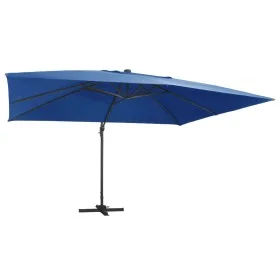 Sombrilla voladiza luces LED y poste aluminio azul 400x300 cm de vidaXL, Sombrillas - Ref: Foro24-47009, Precio: 314,81 €, De...