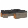 Set de sofás de jardín 11 pzas y cojines ratán sintético gris de , Conjuntos de jardín - Ref: Foro24-3228048, Precio: 634,68 ...