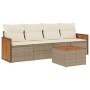 Juego de sofás jardín con cojines 5 pzas ratán sintético beige de , Conjuntos de jardín - Ref: Foro24-3227458, Precio: 288,26...