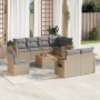 Set de sofás de jardín 9 pzas con cojines ratán sintético beige de , Conjuntos de jardín - Ref: Foro24-3227011, Precio: 589,5...