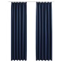 Cortinas opacas con ganchos 2 piezas azul 140x175 cm de vidaXL, Cortinas y visillos - Ref: Foro24-134454, Precio: 32,28 €, De...