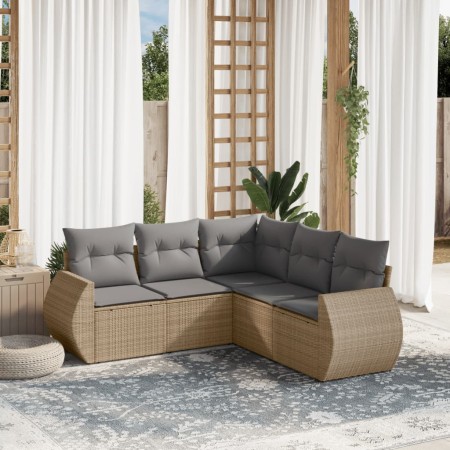 Juego de sofás jardín con cojines 5 pzas ratán sintético beige de , Conjuntos de jardín - Ref: Foro24-3221348, Precio: 347,43...