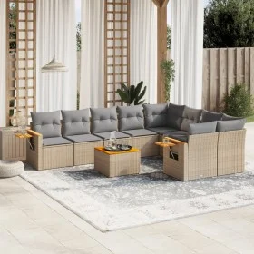 Juego de sofás jardín con cojines beige 10 pzas ratán sintético de , Conjuntos de jardín - Ref: Foro24-3259553, Precio: 643,0...