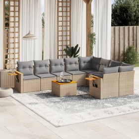 Juego de sofás jardín con cojines beige 10 pzas ratán sintético de , Conjuntos de jardín - Ref: Foro24-3259553, Precio: 664,9...