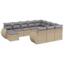 Set de sofás de jardín 11pzas con cojines ratán sintético beige de , Conjuntos de jardín - Ref: Foro24-3225191, Precio: 690,0...