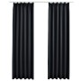 Cortinas opacas con ganchos 2 piezas negro 140x175 cm de vidaXL, Cortinas y visillos - Ref: Foro24-134414, Precio: 37,45 €, D...
