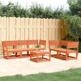 Juego de sofás de jardín 5 pzas madera maciza pino marrón cera de , Conjuntos de jardín - Ref: Foro24-3216997, Precio: 503,89...