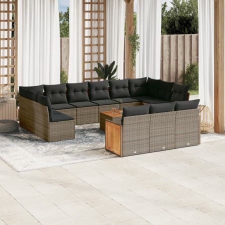 Set de sofás de jardín 14 pzas con cojines ratán sintético gris de , Conjuntos de jardín - Ref: Foro24-3260548, Precio: 827,2...