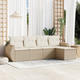 Juego de sofás jardín con cojines 5 pzas ratán sintético beige de , Conjuntos de jardín - Ref: Foro24-3253625, Precio: 395,80...