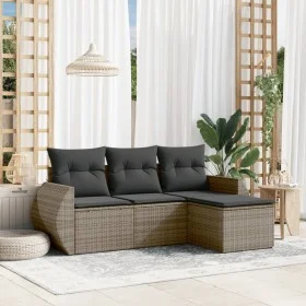 Set de sofás de jardín 4 pzas y cojines ratán sintético gris de , Conjuntos de jardín - Ref: Foro24-3221269, Precio: 268,91 €...