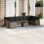 Set de sofás de jardín 11 pzas y cojines ratán sintético gris de , Conjuntos de jardín - Ref: Foro24-3219470, Precio: 644,45 ...