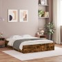 Cama con cajones madera de ingeniería roble ahumado 150x200 cm de , Camas y somieres - Ref: Foro24-3207270, Precio: 158,86 €,...
