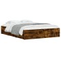 Cama con cajones madera de ingeniería roble ahumado 150x200 cm de , Camas y somieres - Ref: Foro24-3207270, Precio: 158,86 €,...